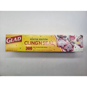 Glad Winter Edition Cling'N Seal Red Tinted Food Wrap 300 Sq. Ft BPA-Free Microw